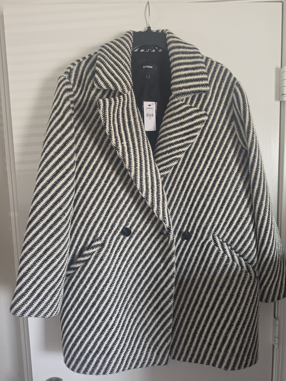 Express Herringbone Double Breasted Winter Coat. NWT